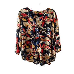 Sienna Button Blouse - Midnight Flower