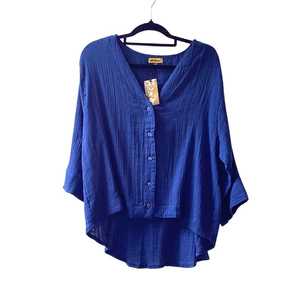 Tops: Sienna Button Blouse - True Blue