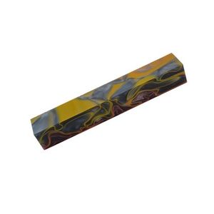 Pen Blanks: Acrylic Pen Blank - 20 x 20 x 130mm, black with orange/yellow line