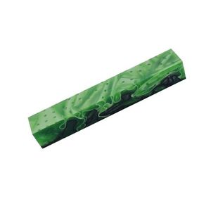 Pen Blanks: Acrylic Pen Blank - 20 x 20 x 130mm. Green with white/black lines