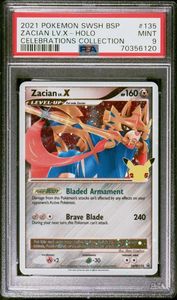 Pokemon: 2021 POKEMON SWSH BLACK STAR PROMO #135 ZACIAN LV.X-HOLO CELEBRATIONS COLLECTION - PSA 9