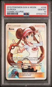 2019 POKEMON SUN & MOON COSMIC ECLIPSE #236 FA/ROSA COSMIC ECLIPSE - PSA 10
