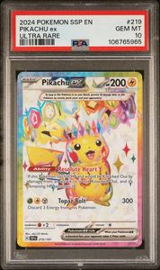 2024 POKEMON SSP EN-SURGING SPARKS #219 PIKACHU ex ULTRA RARE - PSA 10