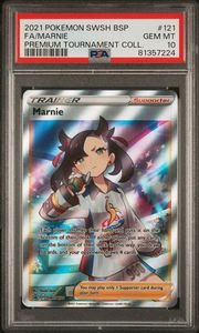 Pokemon: 2021 POKEMON SWSH BLACK STAR PROMO #121 FA/MARNIE PREMIUM - PSA 10