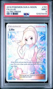 2018 POKEMON SUN & MOON ULTRA PRISM #151 FA/LILLIE ULTRA PRISM - PSA 9