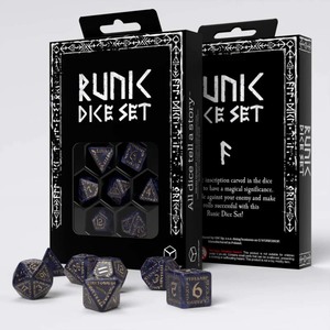 Dice Coins: QW – Runic Mixed Blue & Gold Dice Set