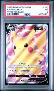 2020 POKEMON SWORD & SHIELD VIVID VOLTAGE #170 FA/PIKACHU V VIVID VOLTAGE - PSA 7