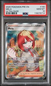 Graded Pokemon Cards: 2025 POKEMON PRE EN-PRISMATIC EVOLUTIONS #140 MELA ULTRA RARE - PSA 10