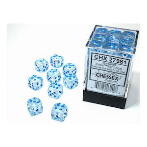 Dice: Chessex - Gemini 12mm d6(36 Dice) Borealis Icicle/Light Blue Luminary