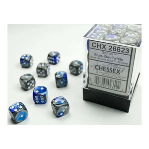 Dice: Chessex - Gemini 12mm d6(36 Dice) Blue-Steel/White