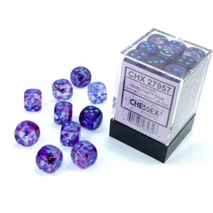 Dice: Chessex – Nebula Nocturnal/Blue Luminary D6 Set of 36 (12mm)