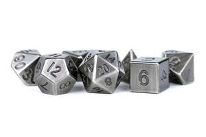 Dice: Metal Dice: Antique Silver 16mm Poly Set