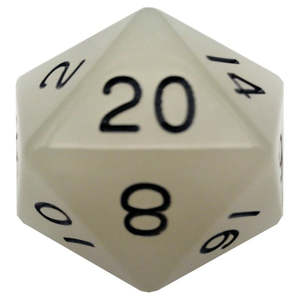 Dice: MDG – Mega Acrylic d20: Glow Clear