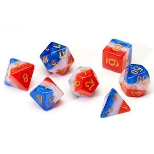 Dice: Dice Set - Red White Blue Semi Transparent Resin