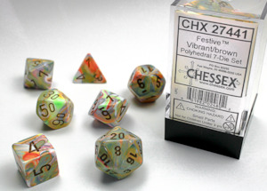 Dice: Chessex - Festive Vibrant w/brown Classic Polyhedral 7-Die S