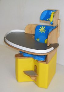 Corner Seat with adjustable tray and adjustable pommel