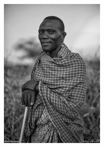 Black and White: B&W Portrait of Maasai Man, Kenya