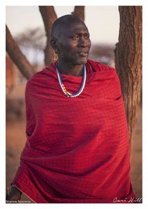 People: Maasai Man in Red Cloak, Kenya