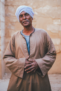 Egpytian Man with White Turban. Karnak Temple