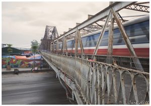 Passing Train on Long Bien Bridge, Hanoi