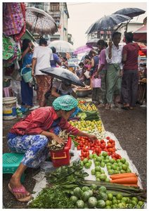 People: Rainy Street Market, Yangon, Myanmar