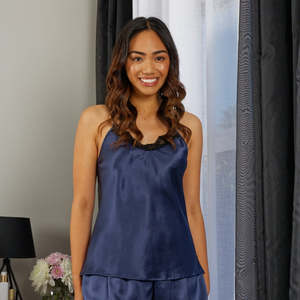 Silk Lace Camisole top -  Navy