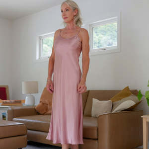 Silk Chemise: Silk Long Chemise Slip - Rose