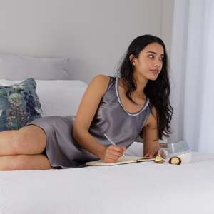 Silk Chemise: Silk Singlet Dress - Gunmetal