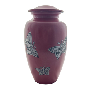 Ceramic Adult Urn - Terracotta with Butterfly - Carried Away Coffins New Zealand