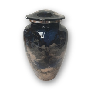 Ceramic Adult Urn - Blue and Sand Pattern - Carried Away Coffins New Zealand