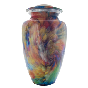 Products: Ceramic Adult Urn - Multicolour Abstract - Carried Away Coffins New Zealand