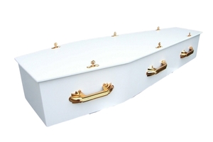 MDF Painted with Bleached Calico Lining Coffin Package - Carried Away Coffins New Zealand