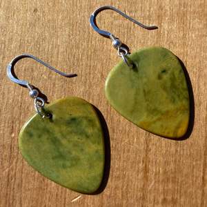 Marsden Flower Jade and Silver Guitar Pick Earrings