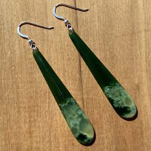 Flower Jade: Marsden Flower Jade Pounamu and Silver Roimata Earrings
