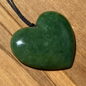 Pounamu Pendants: Marsden Flower Jade Heart Pendant - Small
