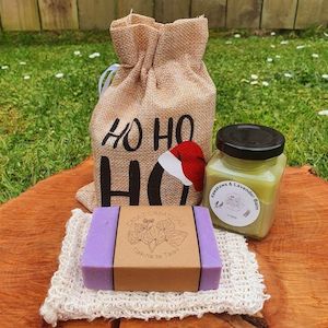 Products: Xmas Burlap Ho Ho Ho Gift Bag