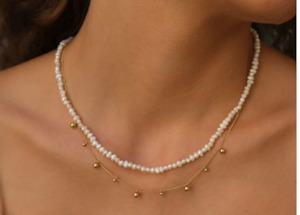 A C Oslo: A&C OSLO Pure Steel Pearl Necklace