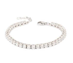 A C Oslo: A&C Oslo Pure Steel Cubic Zirconia Silver Bracelet