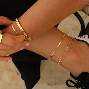 Bangle with Cubic Zirconia, Steel Gold