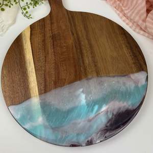 Everything: Resin Round Board | Aubergine & Pale Blue | NZ Made