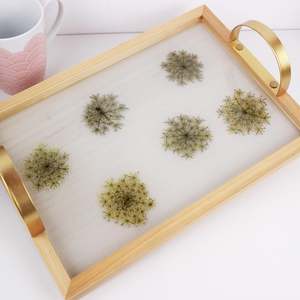 Everything: Resin Floral Wooden Tray with Gold Handles | NZ Made