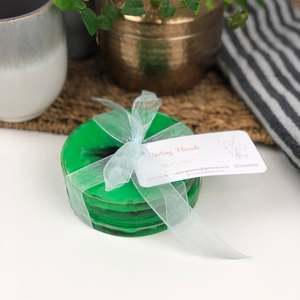 Coasters Round Bright green and grey