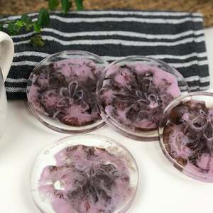 Round Coasters: Coasters round Pink and brown glitter x 4
