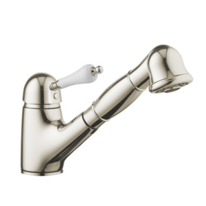 Sink Mixer with Extendable Vegie Sprayer - Porcelain Lever