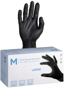 Nitrile Black Diamond Gloves 9.0g Small - XL - Castle Supply