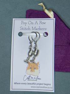 Pop On A Few "Charming" - 9mm Stitch Markers, Silver Goblets