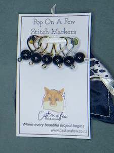All: Pop On A Few "Precious" - 9mm Stitch Markers, Blue/Brown/Green Goldstone Beads