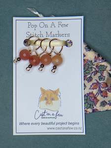 Pop On A Few "Precious" - 9mm Stitch Markers, Carnelian Stone Beads