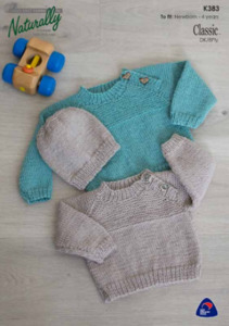 Naturally 8ply Patterns: Naturally K383 Raglan Sweater & Hat