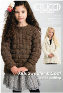 Crucci Chunky Knit Patterns: Crucci Pattern 1416 Kids' Sweater and Coat